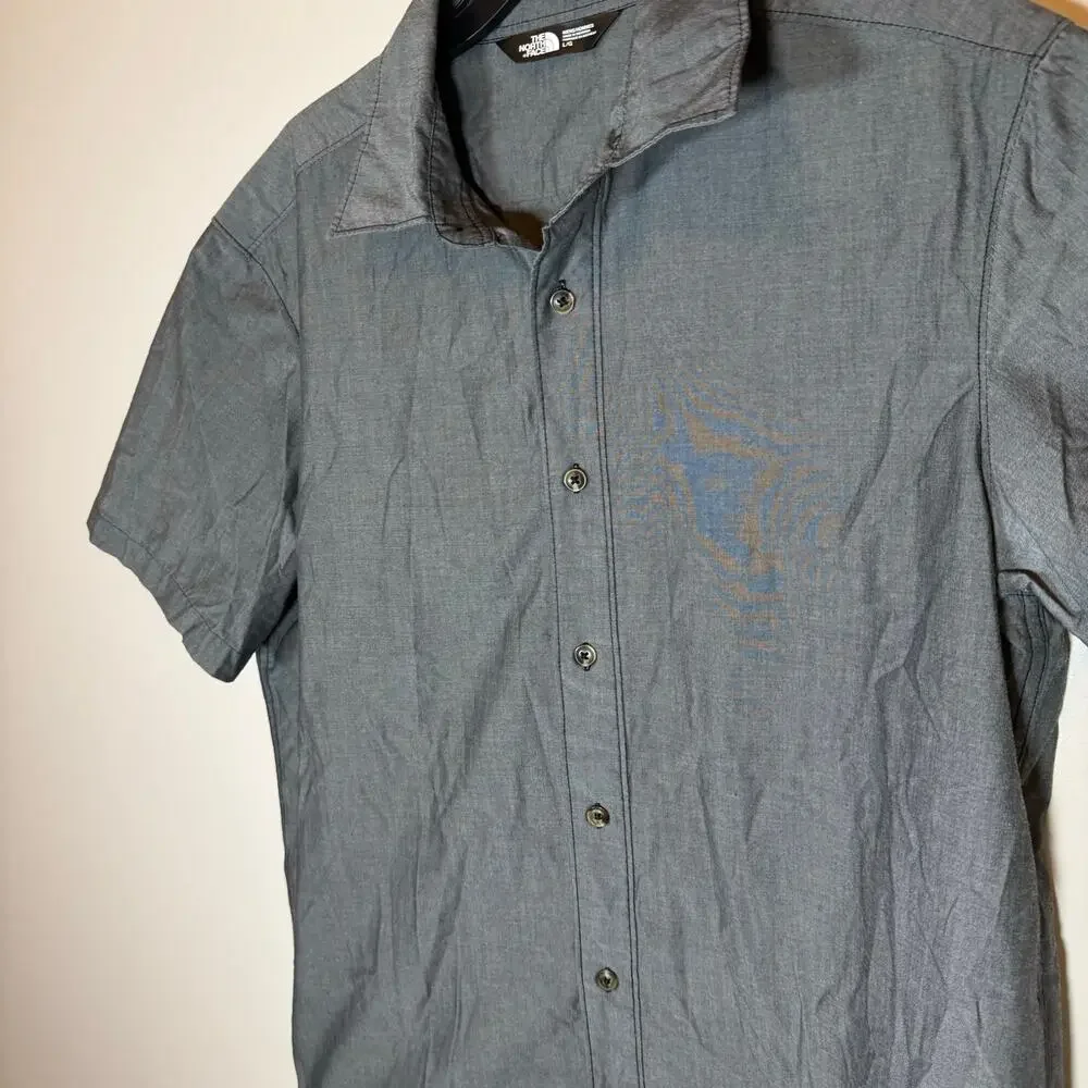 Men’s L Gray The North Face Outdoor Casual Normcore Short Sleeve Button Up Shirt